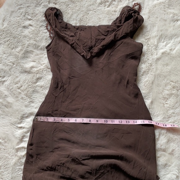 Brown Chiffon Gatsby Dress With Draping Beads | SM - Picture 15 of 16